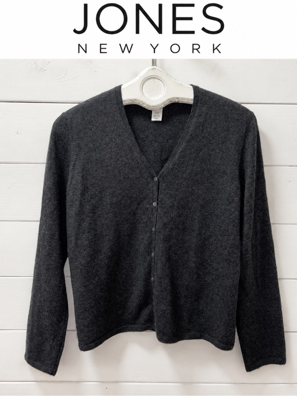 Jones New York Charcoal Cashmere Cardigan – Size L
